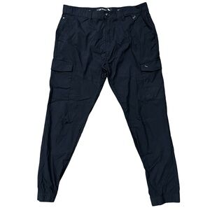 Stone Falcon Slim Fit Black Nylon Cargo Joggers Size 34 Work Casual Sporty